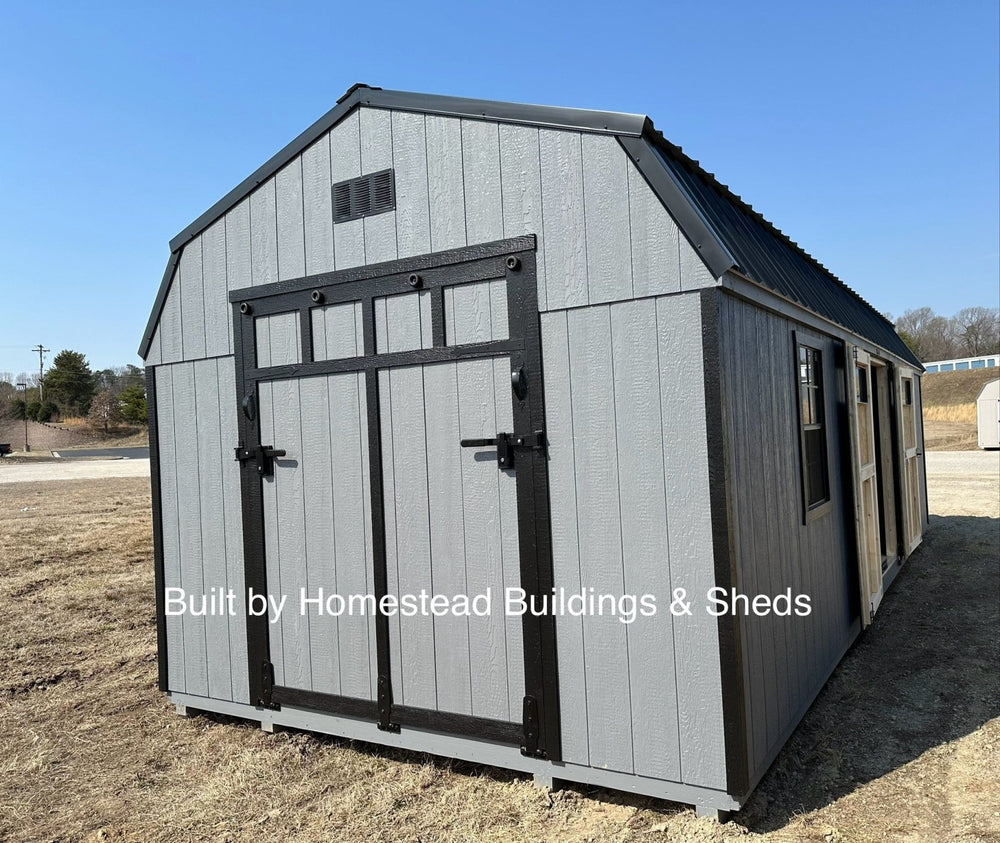 12x28 Heavy Duty Deluxe High Barn with Rampage Door Design #21 - Homestead Buildings & Sheds