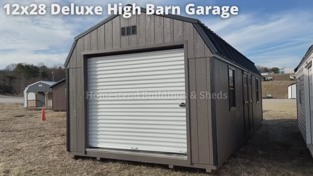 12x28 Heavy Duty Deluxe High Barn Garage Design #136