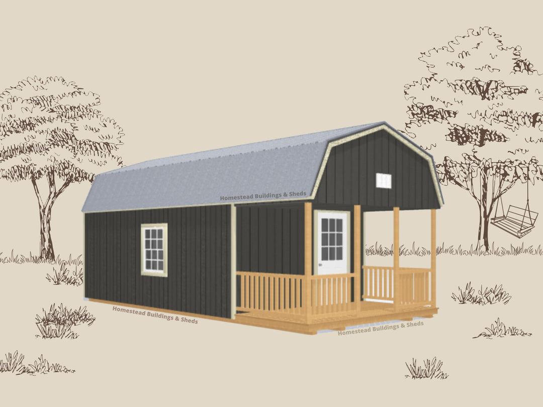12x24 Deluxe High Barn Cabin with Electrical Stock #AABH26087123 - Homestead Buildings & Sheds
